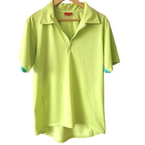 J.Lindeberg Men's Lime Green Blue Mesh Polo Casual Golf Shirt Sz XL